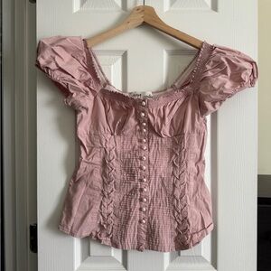Dusty Pink Puff Sleeve Blouse